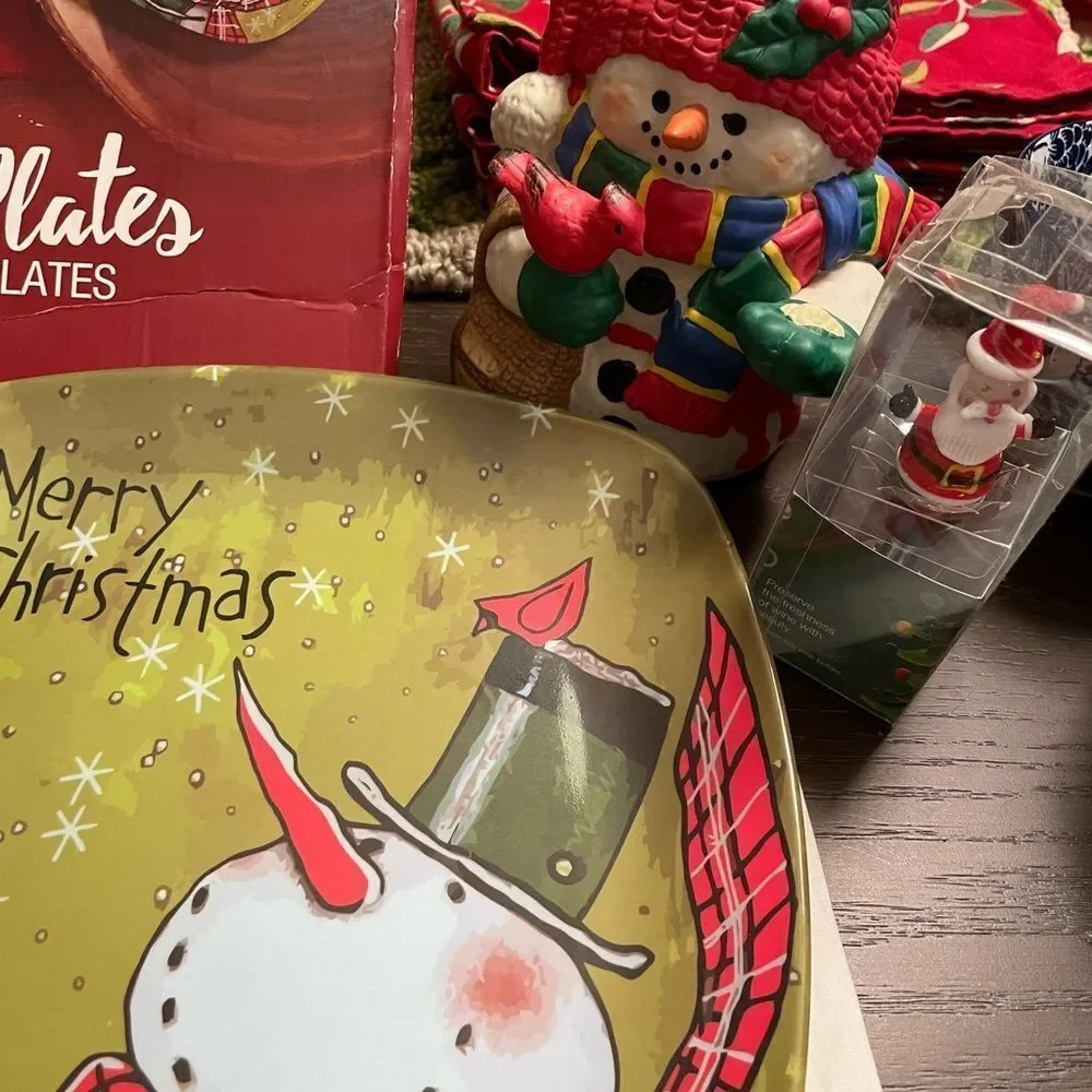 Snowman Christmas Plates Melamine Ceramic Wind Up Vintage Snowman Pier 1 Wine